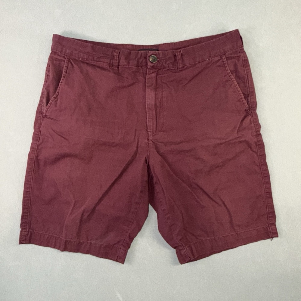 Men's Adam Levine Flat Front Preppy Chino Shorts Maroon Size 34